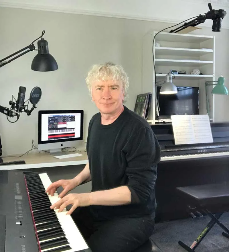 Robin Hall at his digital piano in his home studio