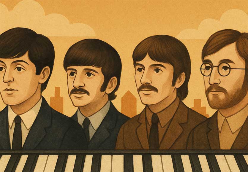 The Beatles at the piano and keyboards